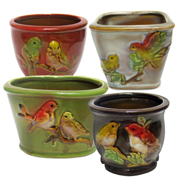 Вазон из керамики "Птицы" №0744 Вазон из керамики "Птицы" №0744