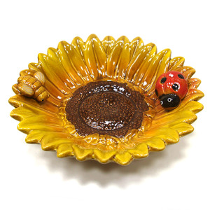 Конфетница из керамики "Цветок с Божьей коровкой и пчелой" №JY1813