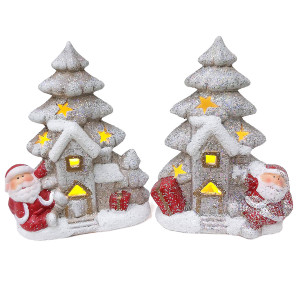 Новогодняя фигурка из керамики с подсветкой "Елка домик" №BA2406B