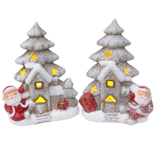 Новогодняя фигурка из керамики с подсветкой "Елка домик" №BA2406B