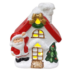Новогодняя фигурка из керамики с подсветкой "Новогодний дом" №YJ2417