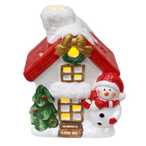Новогодняя фигурка из керамики с подсветкой "Новогодний дом" №YJ2417