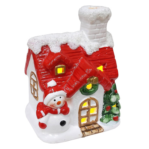 Новогодняя фигурка из керамики с подсветкой "Новогодний дом" №YJ2418