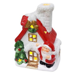 Новогодняя фигурка из керамики с подсветкой "Новогодний дом" №YJ2418