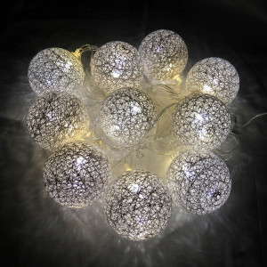 Светодиодная гирлянда "Хлопковые шарики" серебряная №NC-29