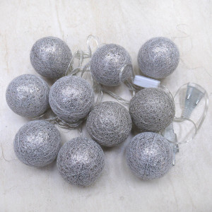 Светодиодная гирлянда "Хлопковые шарики" серебряная №NC-29