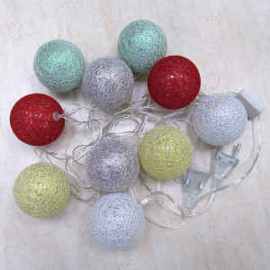 Светодиодная гирлянда "Хлопковые шарики" разноцветная №NC-31