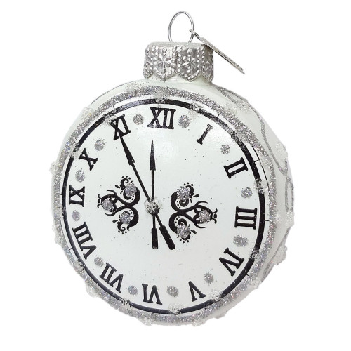 Ёлочная игрушка "Часы круглые" серебро №AU-169-2
