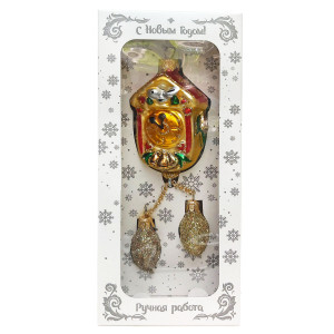 Ёлочная игрушка "Часы с шишками" №FU-202