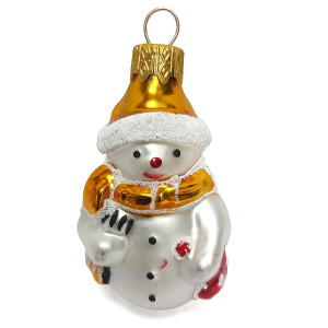 Ёлочная игрушка "Снеговик с метлой" золотой №FU-407-3