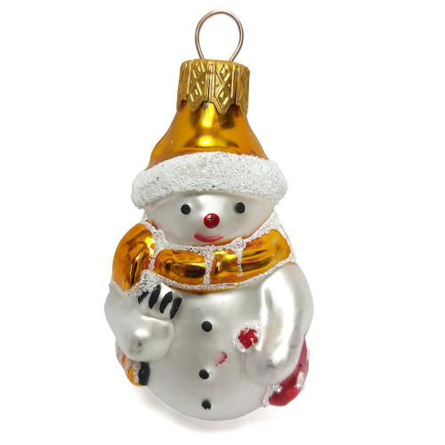 Ёлочная игрушка "Снеговик с метлой" золотой №FU-407-3