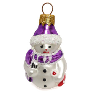 Ёлочная игрушка "Снеговик с метлой" фиолетовый №FU-407-6
