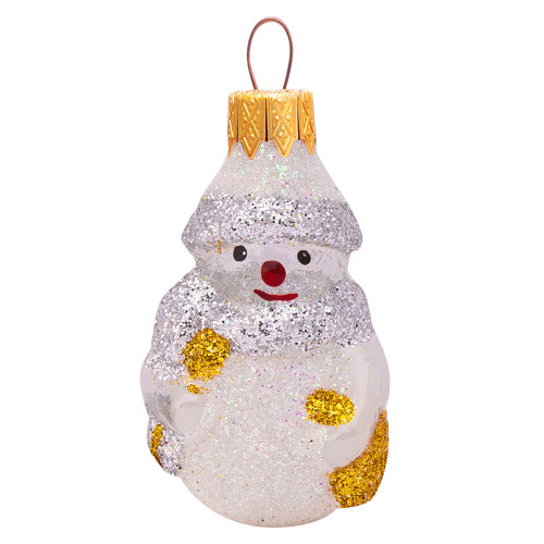 Ёлочная игрушка "Снеговик с метлой" прозрачная в упаковке №FU-407-P