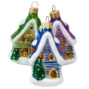 Ёлочная игрушка "Домик с елочками" в упаковке №FU-411