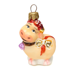 Ёлочная игрушка "Коровка с косой" №FU-582