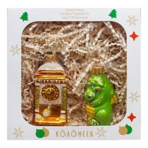 Набор ёлочных игрушек "Дракоша и часы" в упаковке №NF-2308