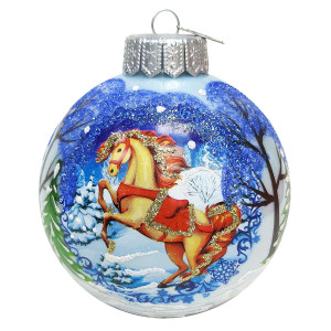 Ёлочная игрушка Шар "Конь зимний 1" в упаковке №KU-100-254025-1