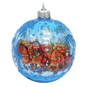 Ёлочная игрушка Шар "Тройка лихая" в упаковке №KU-100-254038