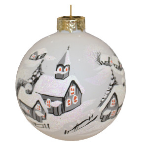 Ёлочная игрушка Шар "Зимний пейзаж" в упаковке №KU-65-202016