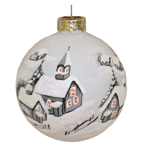 Ёлочная игрушка Шар "Зимний пейзаж" в упаковке №KU-65-202016