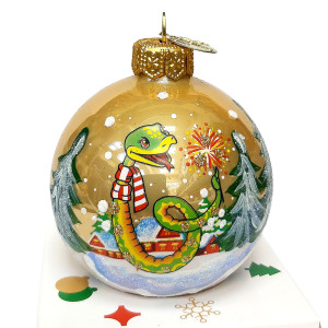 Ёлочная игрушка Шар "Змея с бенгальским огнем" №KU-65-244014