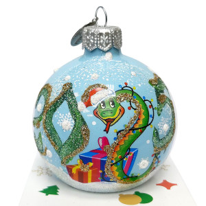 Ёлочная игрушка Шар "Змея с гирляндой" №KU-65-244015