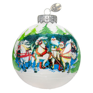 Ёлочная игрушка Шар "Тройка зимняя" в упаковке №KU-100-214123