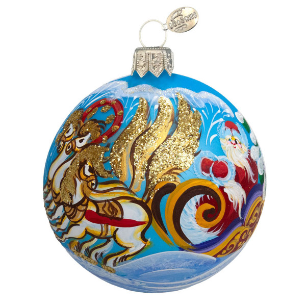 Ёлочная игрушка Шар "Тройка коней" в упаковке №KU-100-234130 Ёлочная игрушка Шар "Тройка коней" в упаковке №KU-100-234130