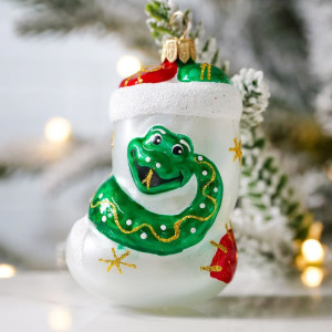 Ёлочная игрушка "Змея Шарлотта на валенке" №C838-25