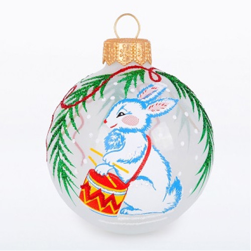 Ёлочная игрушка Шар "Зайчик барабанщик" №C1424