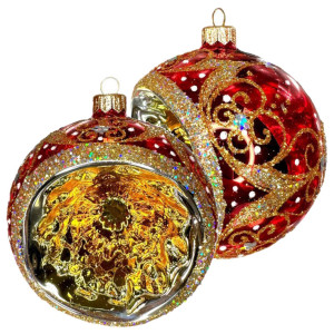 Ёлочная игрушка Шар "Топаз" красный №C2261-1