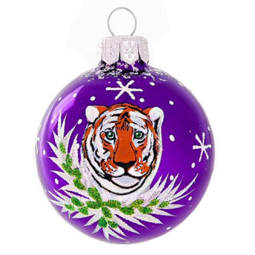 Ёлочная игрушка Шар Зодиак "Тигр" в упаковке №C29-22-UP