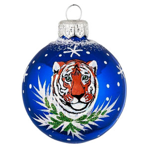 Ёлочная игрушка Шар Зодиак "Тигр" в упаковке №C29-22-UP