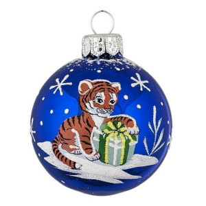 Ёлочная игрушка Шар Зодиак "Тигр" без упаковки №C29-22