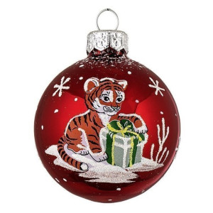 Ёлочная игрушка Шар Зодиак "Тигр" без упаковки №C29-22