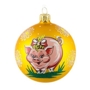Ёлочная игрушка Шар Свинка "Зодиак" №C863-19