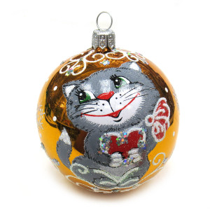 Ёлочная игрушка Шар "Котёнок с сердечком" №C863-23