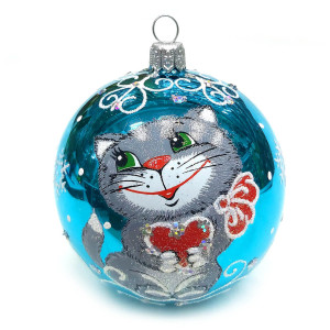 Ёлочная игрушка Шар "Котёнок с сердечком" №C863-23