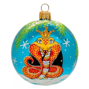 Ёлочная игрушка Шар "Кобра с короной" Зодиак №C863-25