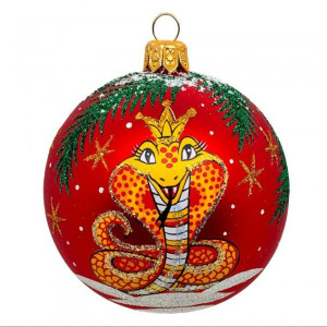 Ёлочная игрушка Шар "Кобра с короной" Зодиак №C863-25
