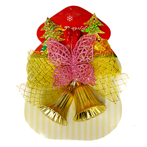 Елочное украшение "Колокольчики с бантиком и бабочкой" №9160-8