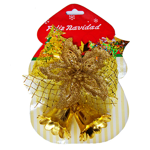 Елочное украшение "Колокольчики с бантиком и цветком" №9160-9