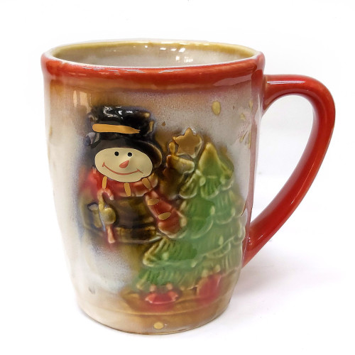 Новогодняя кружка из керамики "Снеговик" №28564B