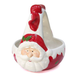 Новогодняя ваза на стол из керамики "Дед Мороз и Снеговик" №B3023