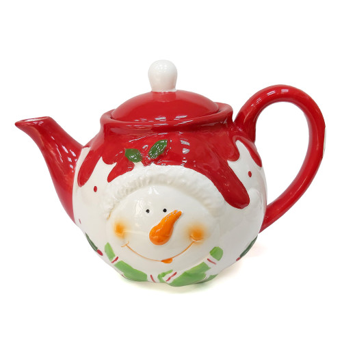 Новогодний чайник из керамики "Дед Мороз и Снеговик" №B3086