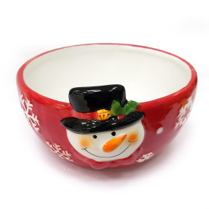 Новогодняя пиала из керамики "Дед Мороз и Снеговик" №B4037