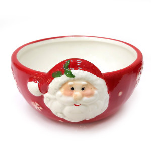 Новогодняя пиала из керамики "Дед Мороз и Снеговик" №B4037