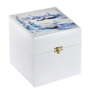 Шкатулка из дерева для 1 шара 10 см "Январские морозы" №SHDB-1-100