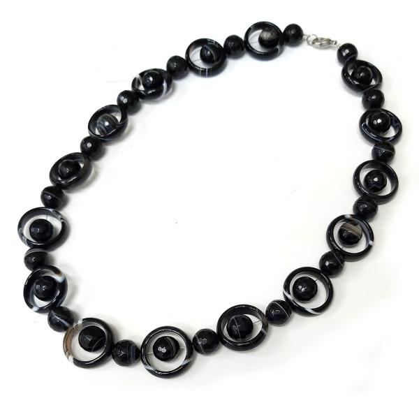 Бусы из агата черного №0025 Бусы из агата черного №0025
