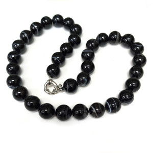 Бусы из агата черного №0092